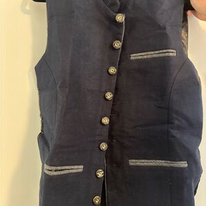 Men's Navy Button-Up Vest